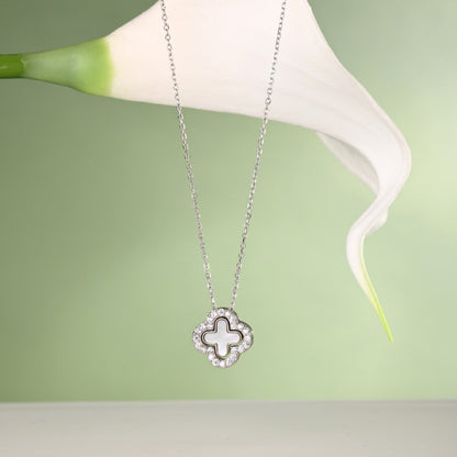 SILVER TWO-SIDED CLOVER NECKLACE - BRILLI GOLDINI