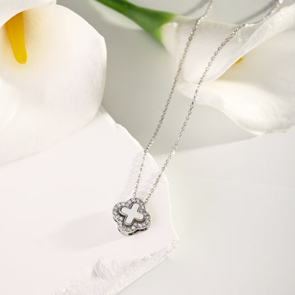SILVER TWO-SIDED CLOVER NECKLACE - BRILLI GOLDINI
