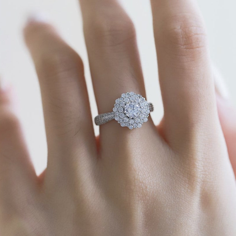 SILVER HALO ROUND RING - BRILLI GOLDINI