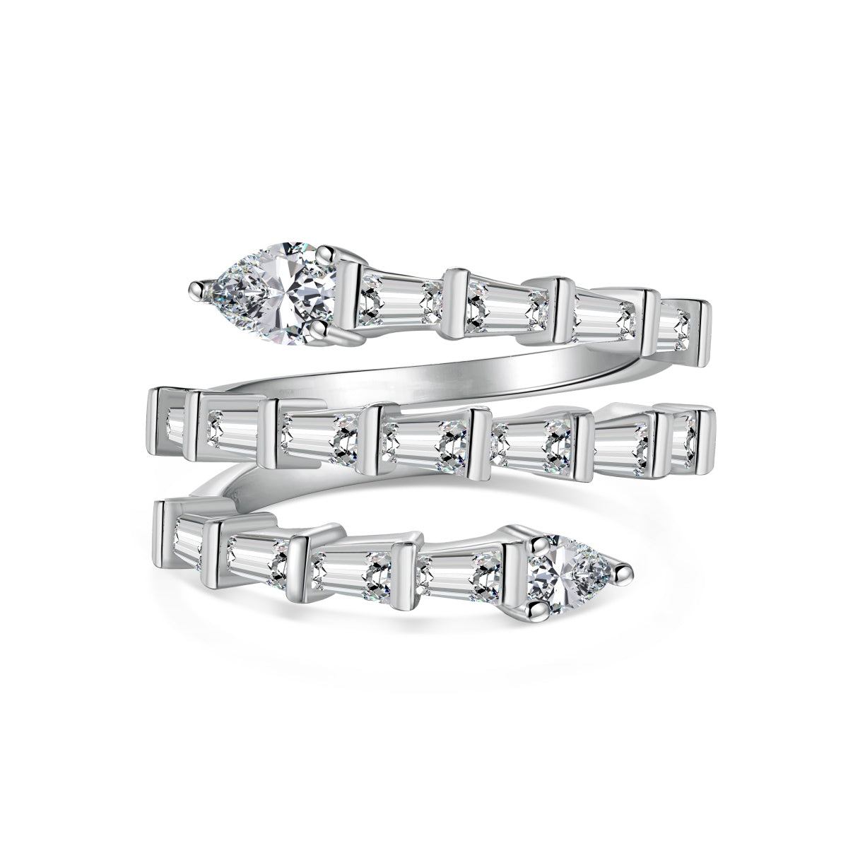 SILVER SNAKE BAGUETTE RING - BRILLI GOLDINI