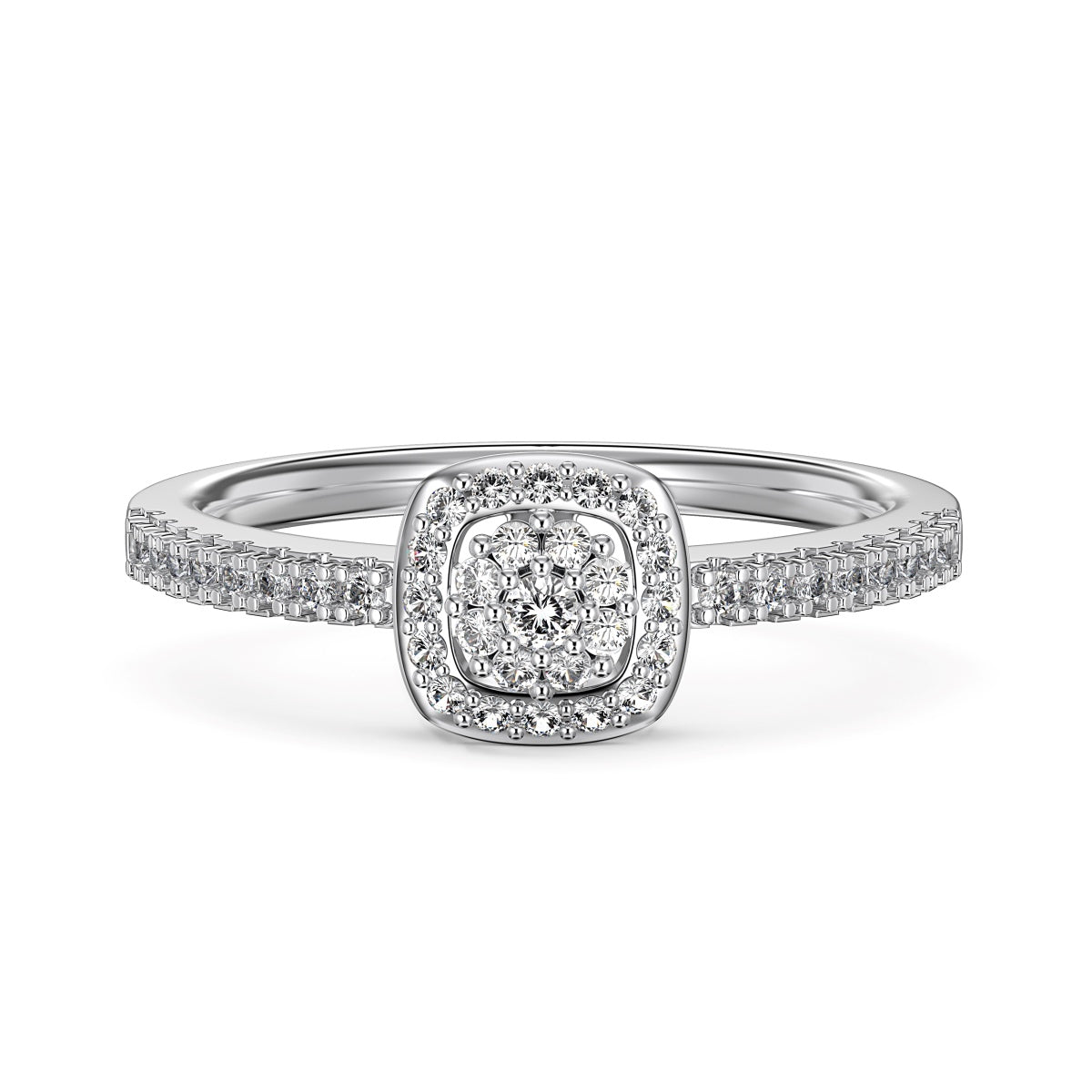 SILVER CUSHION HALO RING - BRILLI GOLDINI
