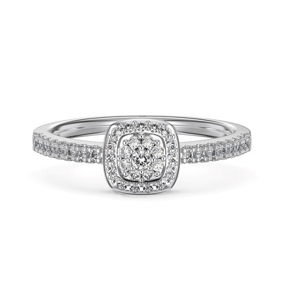 SILVER CUSHION HALO RING - BRILLI GOLDINI