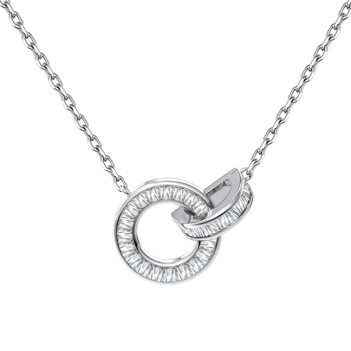 SILVER BAGUETTE INTERLOCK NECKLACE - BRILLI GOLDINI