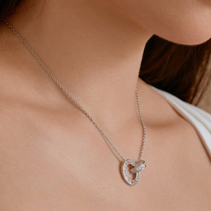 SILVER BAGUETTE INTERLOCK NECKLACE - BRILLI GOLDINI