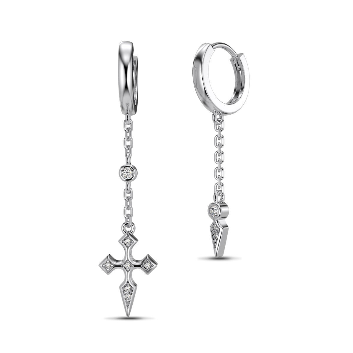 SILVER CROSS DROP EARRINGS - BRILLI GOLDINI
