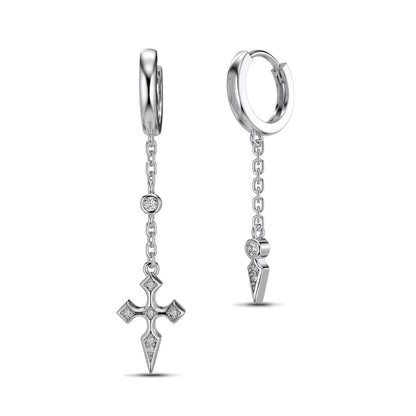 SILVER CROSS DROP EARRINGS - BRILLI GOLDINI