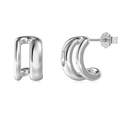 SILVER BOLD HOOP EARRINGS - BRILLI GOLDINI