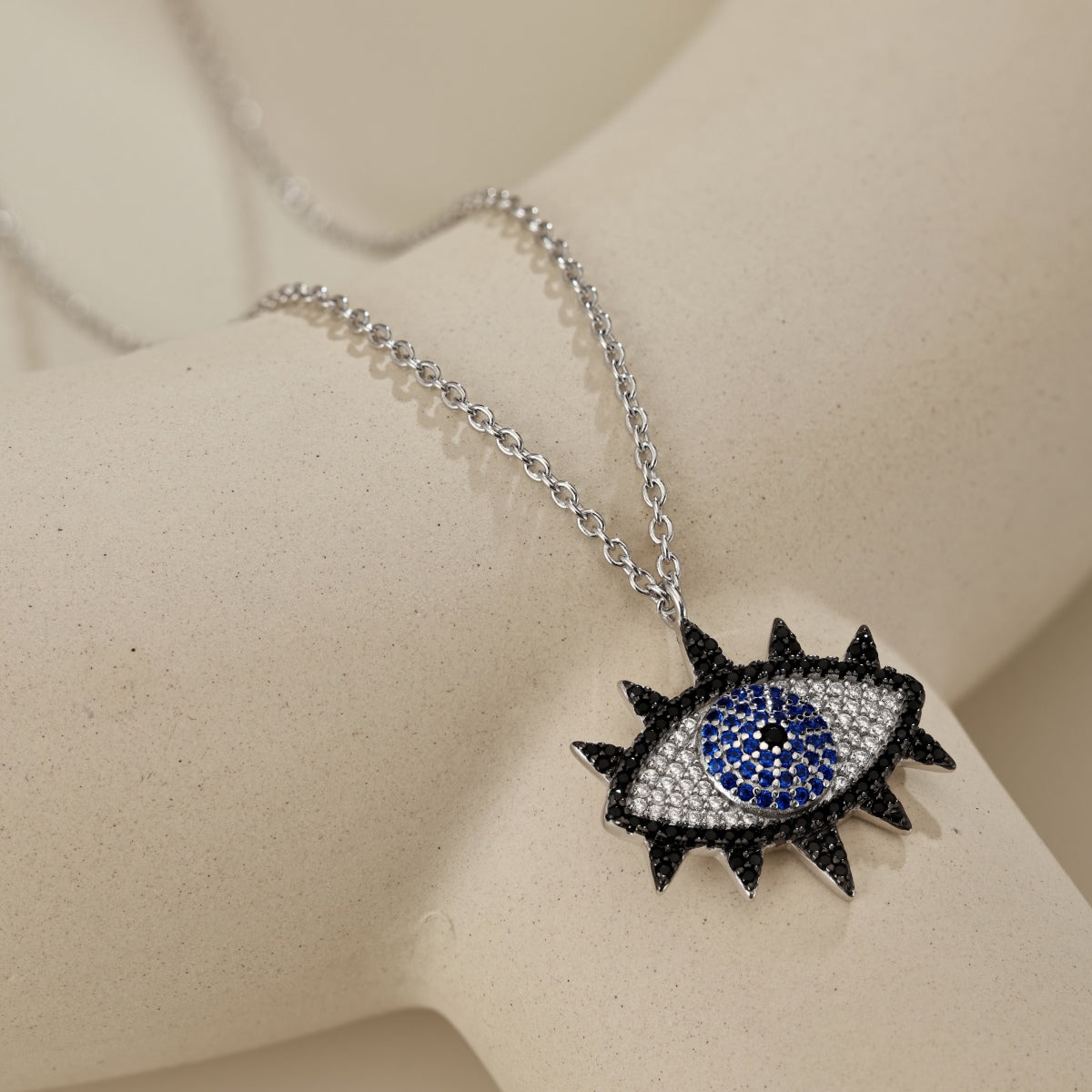 SILVER EVIL EYE NECKLACE - BRILLI GOLDINI
