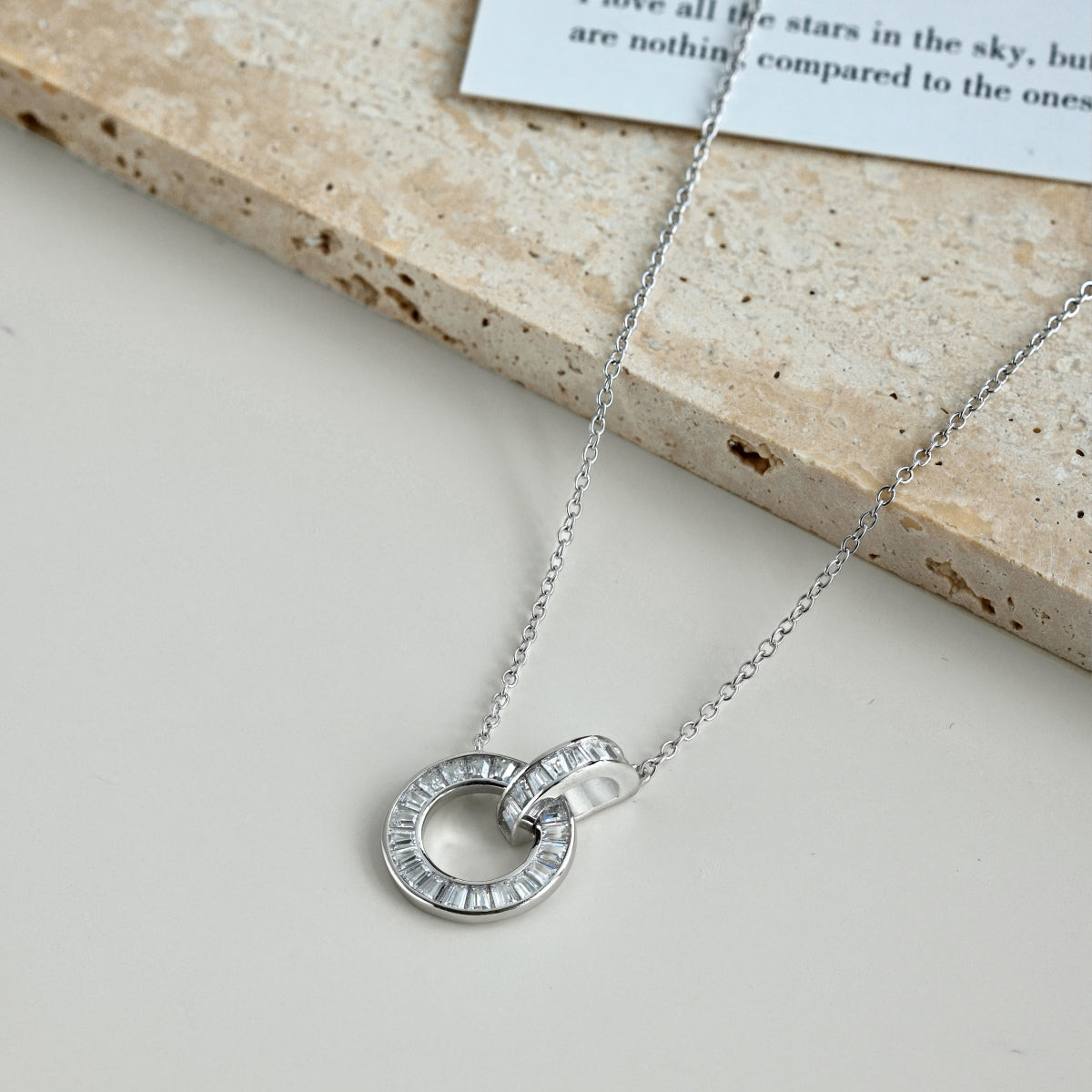 SILVER BAGUETTE INTERLOCK NECKLACE - BRILLI GOLDINI