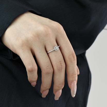SILVER CUSHION HALO RING - BRILLI GOLDINI