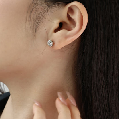SILVER CUSHION HALO STUD EARRINGS - BRILLI GOLDINI