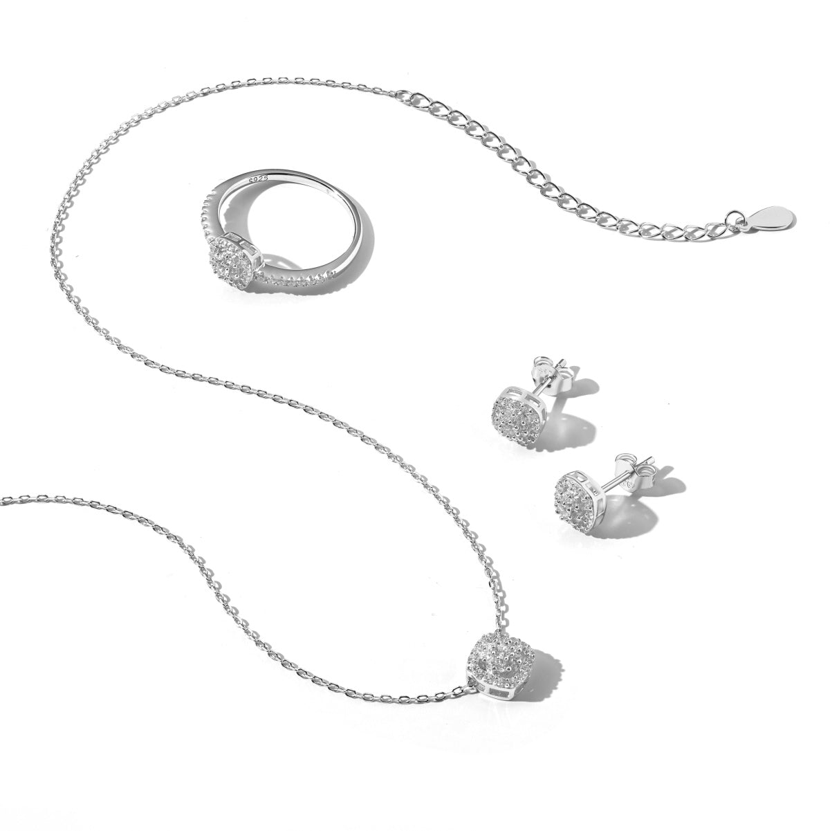SILVER CUSHION HALO RING - BRILLI GOLDINI