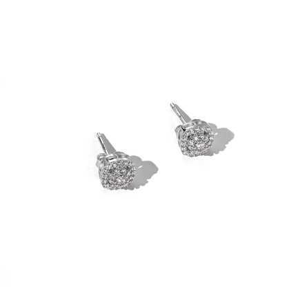 SILVER CUSHION HALO STUD EARRINGS - BRILLI GOLDINI
