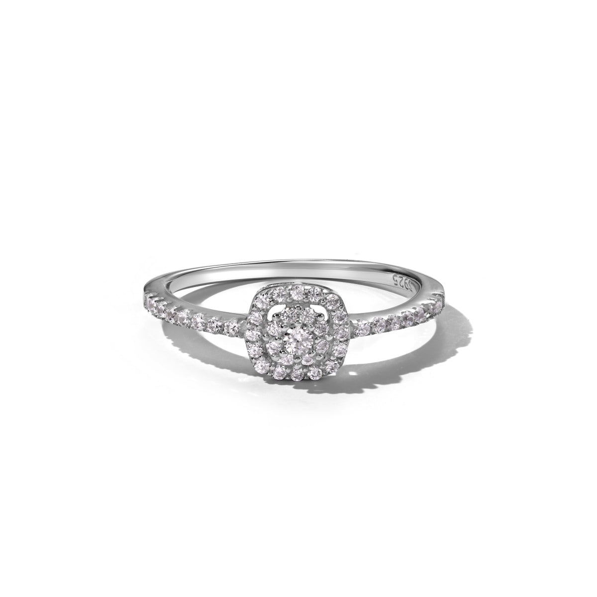 SILVER CUSHION HALO RING - BRILLI GOLDINI