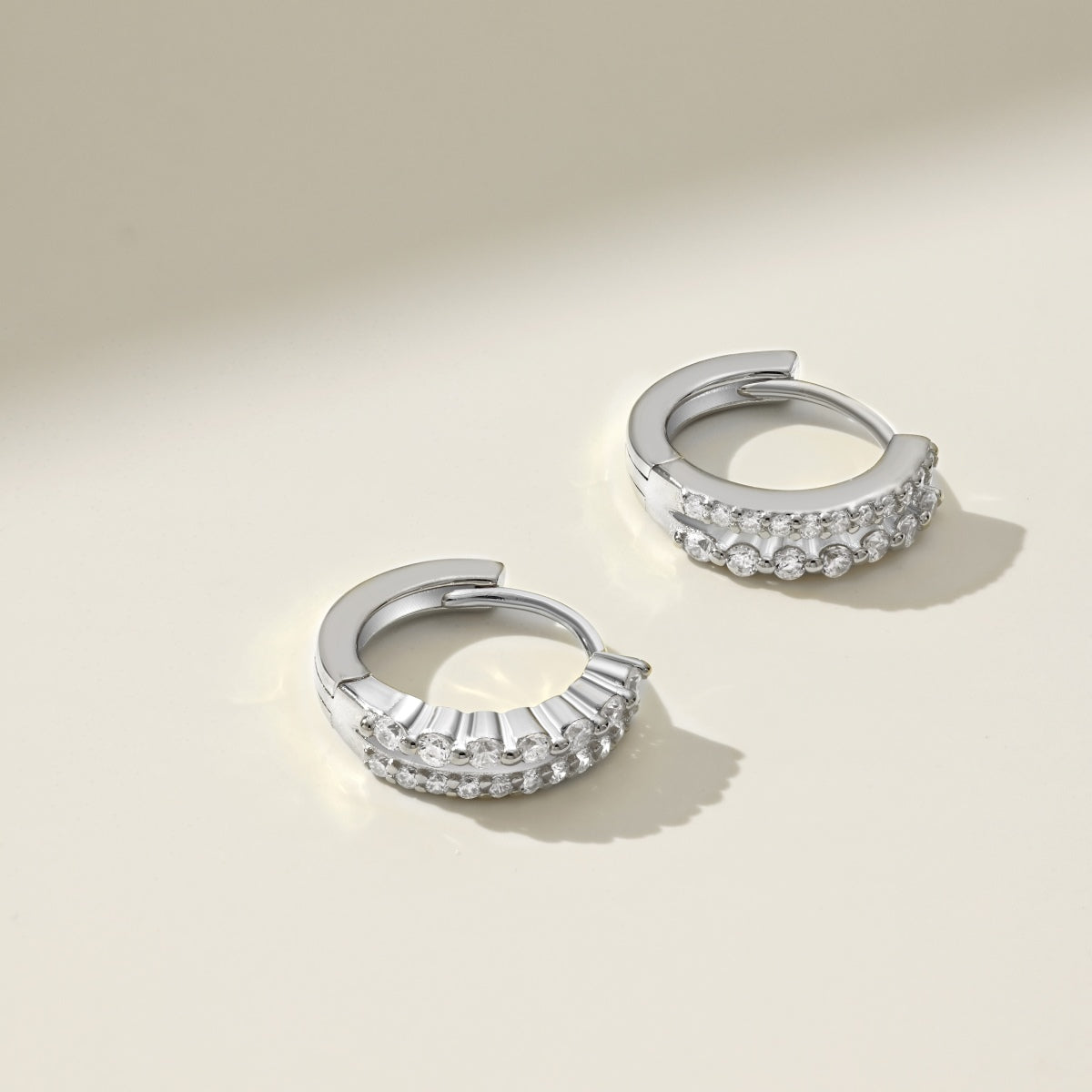 SILVER DOUBLE ROW EARRINGS - BRILLI GOLDINI