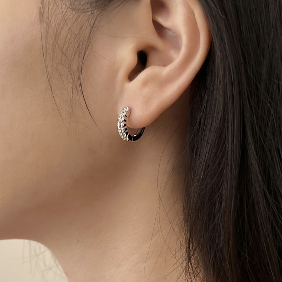 SILVER DOUBLE ROW EARRINGS - BRILLI GOLDINI