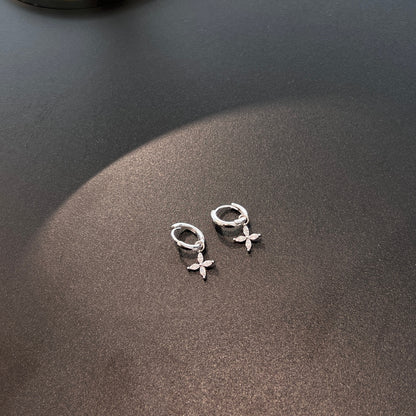 SILVER FLORAL CROSS HOOPS - BRILLI GOLDINI