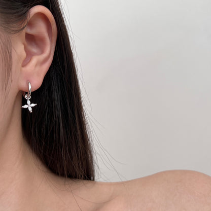 SILVER FLORAL CROSS HOOPS - BRILLI GOLDINI
