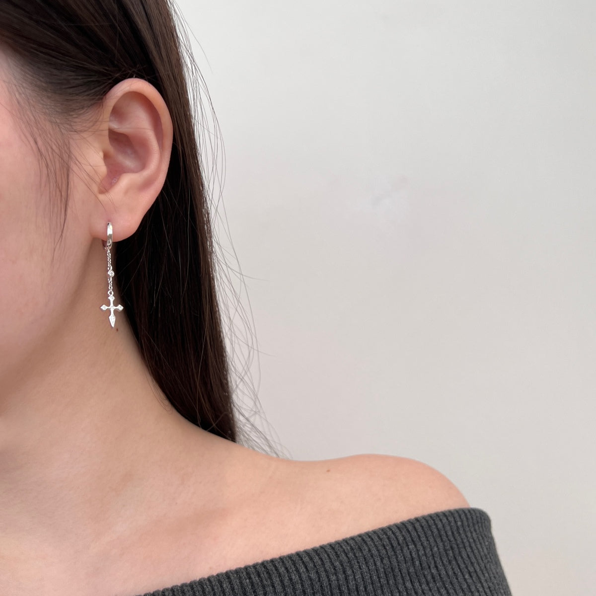 SILVER CROSS DROP EARRINGS - BRILLI GOLDINI