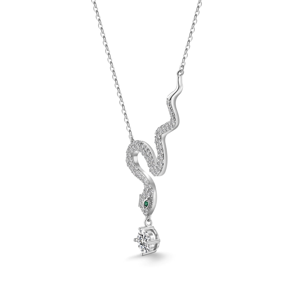 MOISSY BLANQ 0.5CT SNAKE NECKLACES