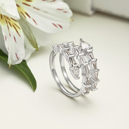 SILVER SNAKE BAGUETTE RING - BRILLI GOLDINI