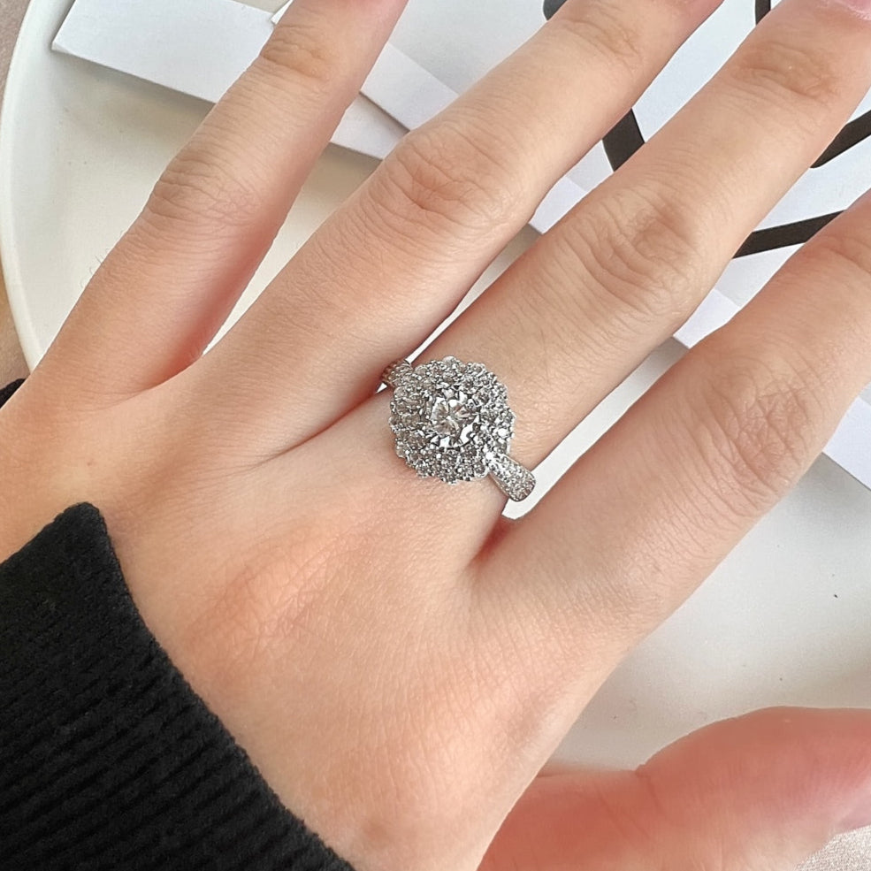 SILVER HALO ROUND RING - BRILLI GOLDINI