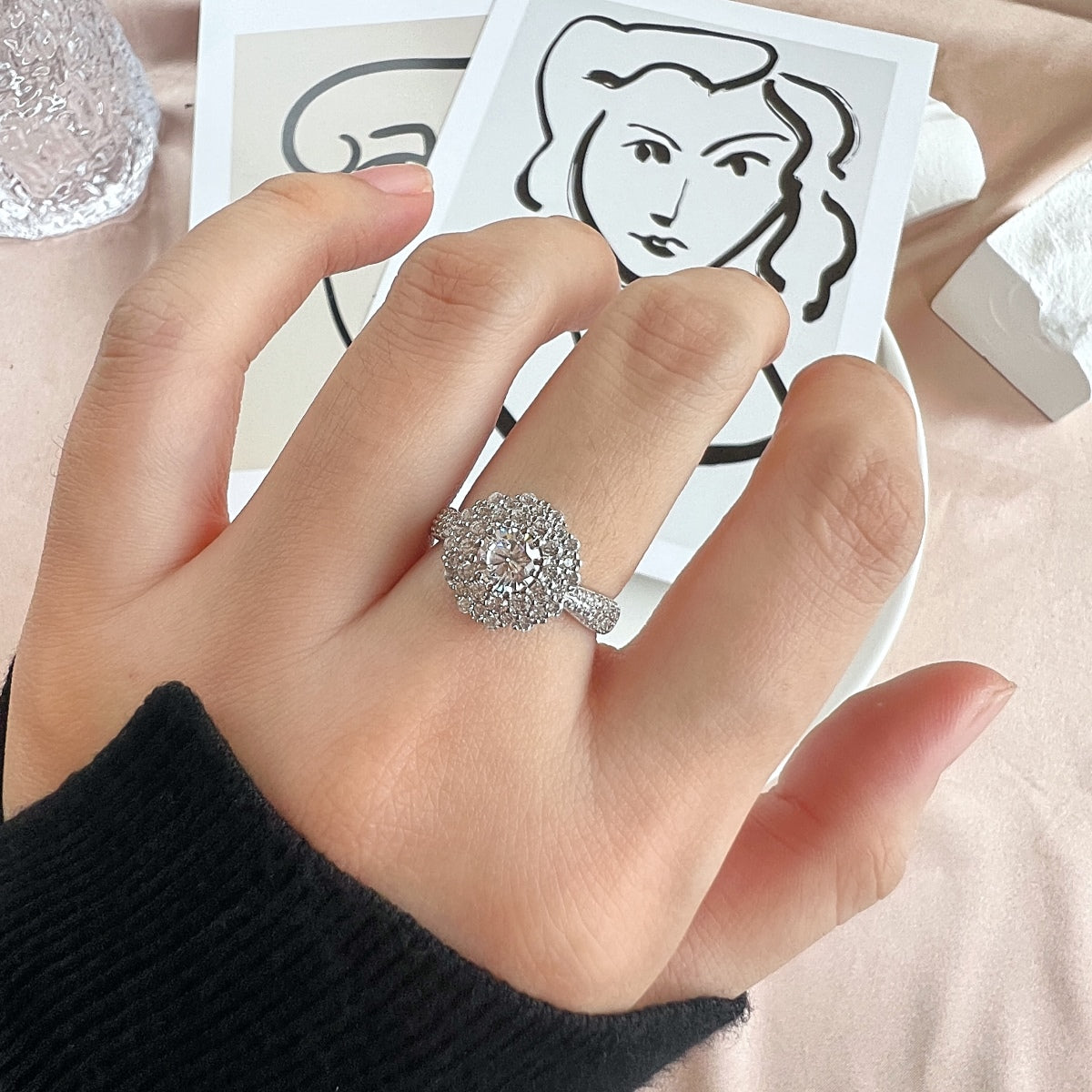 SILVER HALO ROUND RING - BRILLI GOLDINI