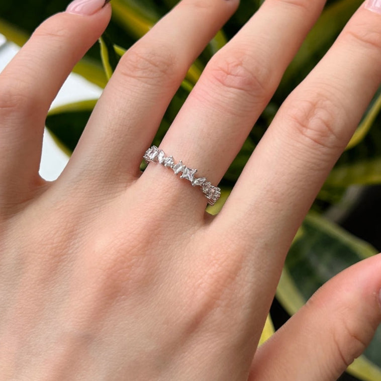 SILVER MIXED CUT ETERNITY RING - BRILLI GOLDINI