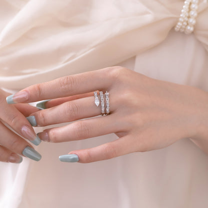 SILVER SNAKE BAGUETTE RING - BRILLI GOLDINI