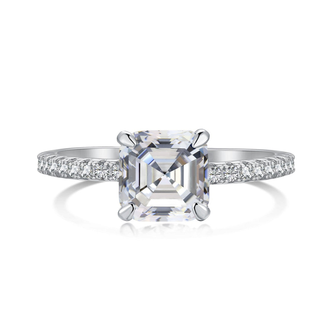 SILVER 2CT ASSCHER CUT RING - BRILLI GOLDINI