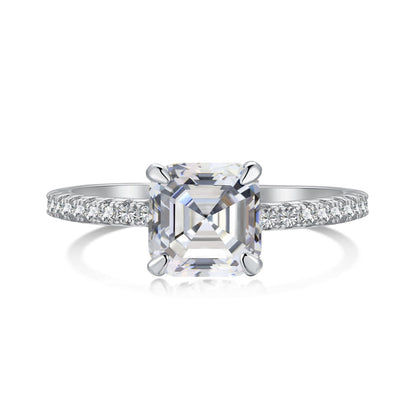 SILVER 2CT ASSCHER CUT RING - BRILLI GOLDINI