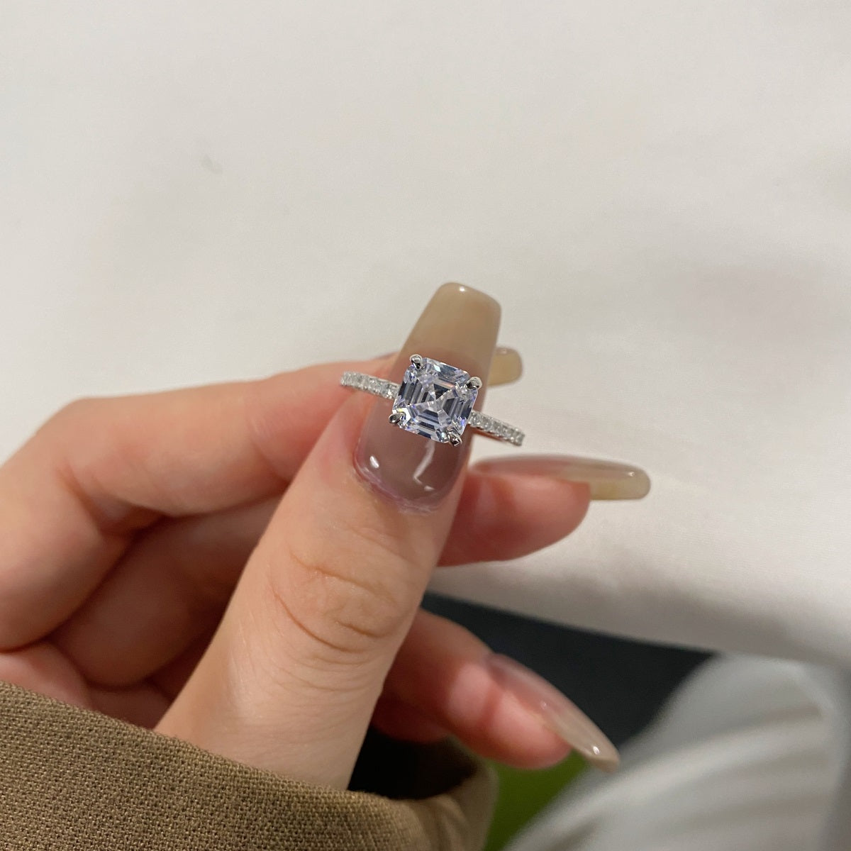 SILVER 2CT ASSCHER CUT RING - BRILLI GOLDINI