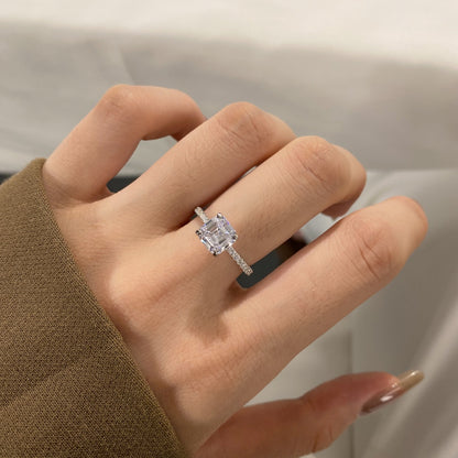 SILVER 2CT ASSCHER CUT RING - BRILLI GOLDINI