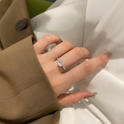 SILVER 2CT ASSCHER CUT RING - BRILLI GOLDINI