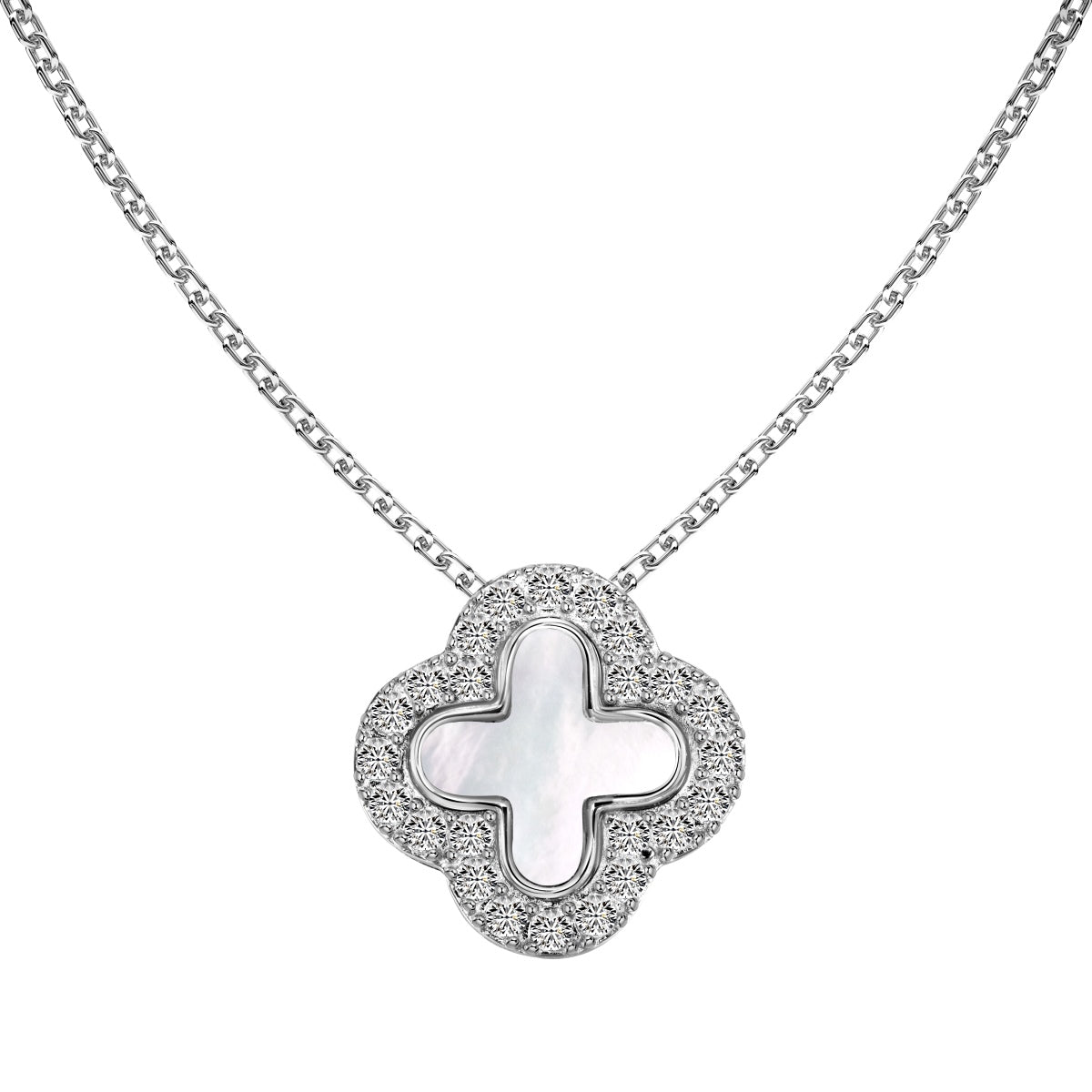 SILVER TWO-SIDED CLOVER NECKLACE - BRILLI GOLDINI