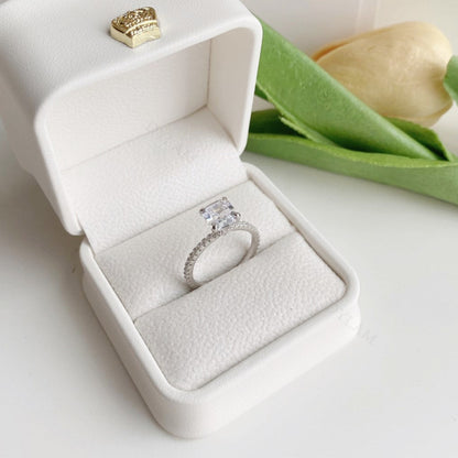 SILVER 2CT ASSCHER CUT RING - BRILLI GOLDINI