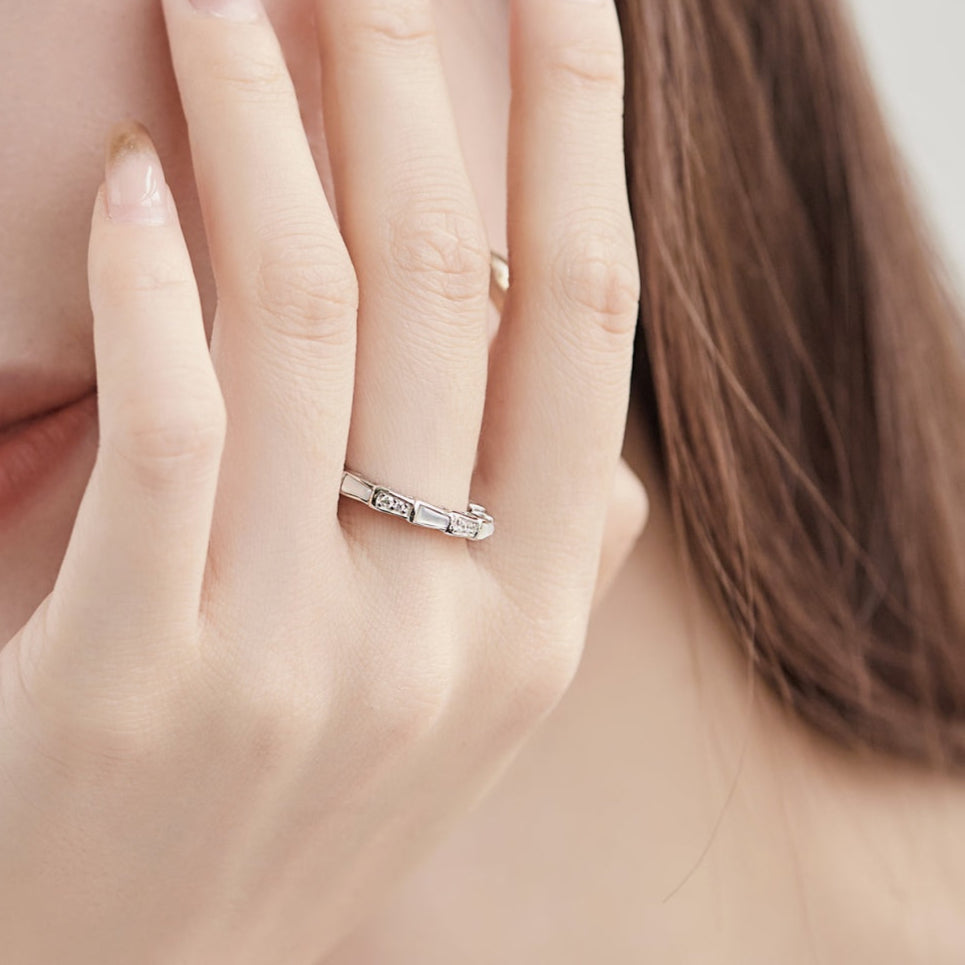 SILVER MOTHER OF PEARL BAND RING - BRILLI GOLDINI
