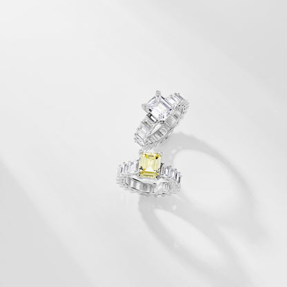 SILVER 4CT EMERALD CUT RING YELLOW - BRILLI GOLDINI