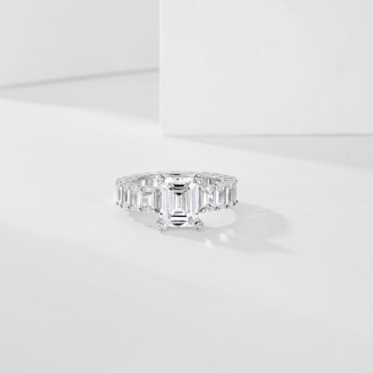 SILVER 4CT EMERALD CUT RING - BRILLI GOLDINI