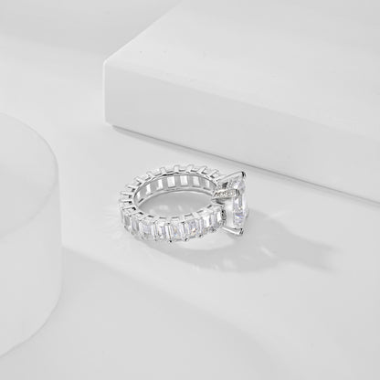 SILVER 4CT EMERALD CUT RING - BRILLI GOLDINI