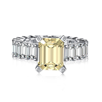 SILVER 4CT EMERALD CUT RING YELLOW - BRILLI GOLDINI