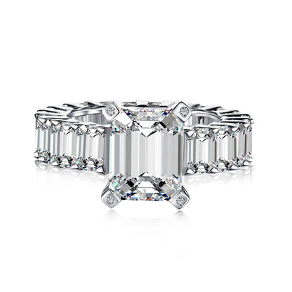SILVER 4CT EMERALD CUT RING - BRILLI GOLDINI